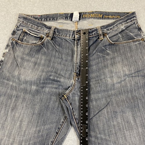 Pantalones de mezclilla GAP Premium para hombre 36x30 rectos algodón desteñido ropa de trabajo desgastada * - Imagen 9 de 24