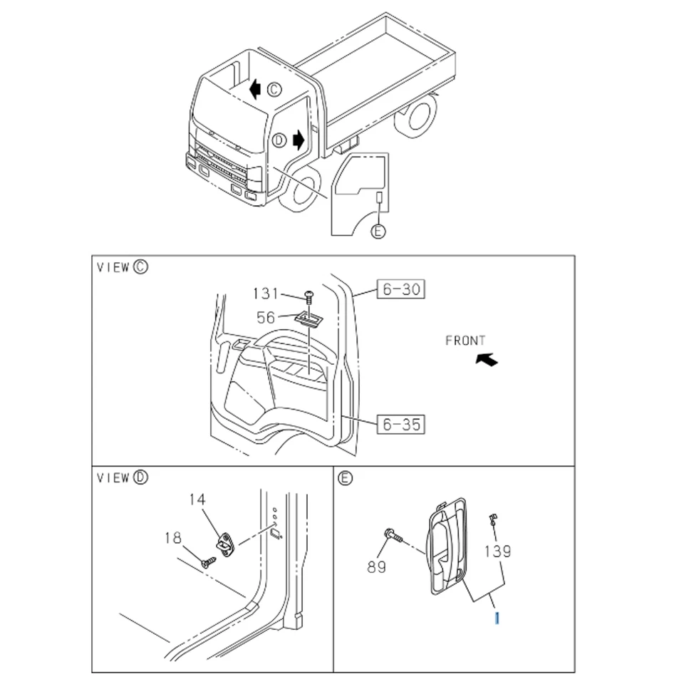 2x Door Handle Outside Left + Right For ISUZU NRR NPR NPR-HD NQR 08-25 - Image 2 of 4