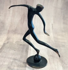 Art Deco Style Black Bronze Statue Figurine Stylized Man 4"