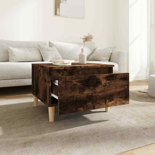 Side Table Smoked Oak 50x46x35 cm Engineered Wood vidaXL - Picture 3 of 10
