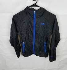 The North Face Jacket Boys M 10/12 Black Hydrenalite Windbreaker Hooded Full Zip