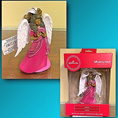 Hallmark Mahogany Angel Purple Dress Red Box Xmas Tree Ornament