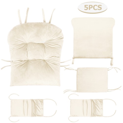 Removable Glider Cushions Set Soft Velvet Rocker Chair Seat Back Pads w/ Storage - Picture 3 of 12