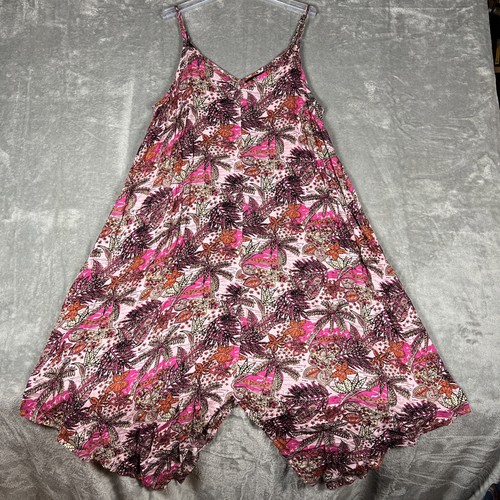 Vestido para mujer Ellos rosa brillante boho estampado floral cuello en V verano sol hawaiano - Imagen 1 de 5