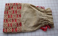 7266 Antique hand crochet and silk reticule purse