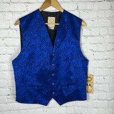 Wah Maker Frontier Collection Blue Silk Vest Sz. M NWT Waistcoat Made in USA