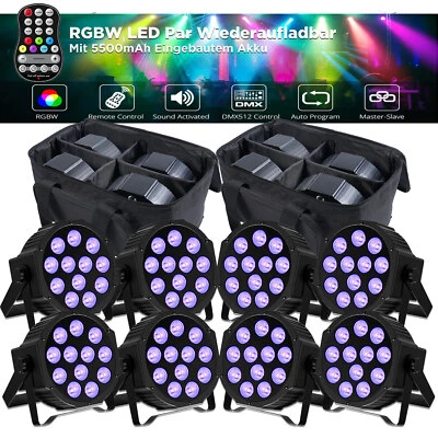 RGBW LED Par Wiederaufladbar 12 LED Par Strahler DMX DJ Show Partylicht / Tasche - Bild 1 von 4