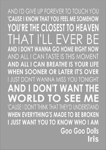 Goo Dolls Iris Word Typography Words Song Lyric Lyrics Image Is Loading Goo Dolls Iris Word Typography Words Song