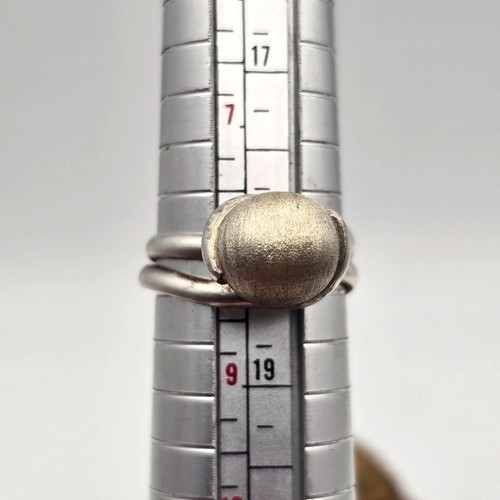 VTG 950 Silver Double Band Ring Size 8 Modern Statement Jewelry 4g - Picture 10 of 11