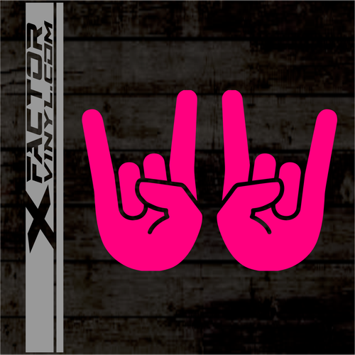 Metal Hands Rock Horns vinyl decals set of hands 15 Color 3 Sizes - Picture 6 of 23