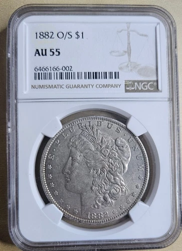 1882 O $1 NGC Graded AU 55 About Uncirculated (VAM-4) O/S Recessed S 