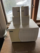 Vintage Altec Lansing ACS495 Desktop Speakers with Powered Subwoofer - White 