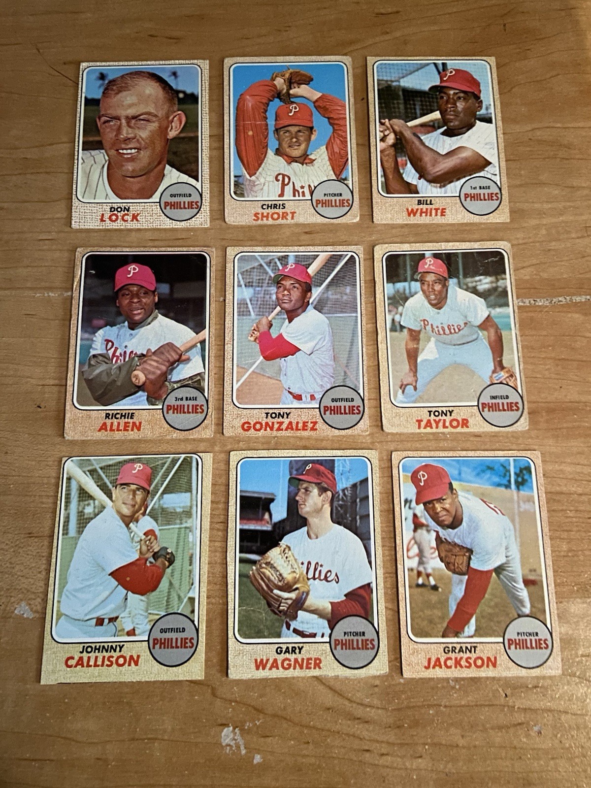 1968 Topps Baseball Philadelphia Phillies Mixed Lot (9 Cards) #59 -Hi #512 Allen