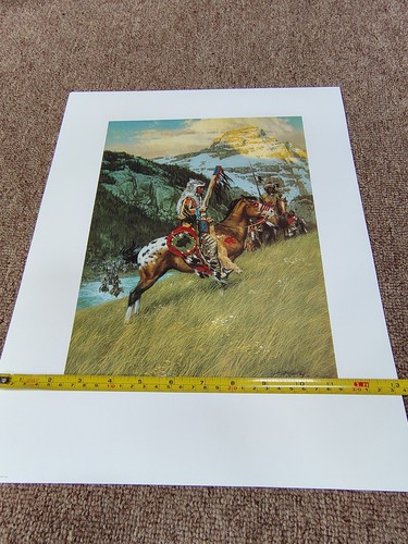 Frank McCarthy Blackfoot Raiders Lithographie GWS 1983 KLEINDRUCK Kunstwerk INDIANER - Bild 5 von 6