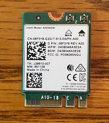 Intel Wireless-AC 8265 Dual Band WLAN WiFi 802.11 ac/a/b/g/n + BT 4.2 M.2  8F3Y8