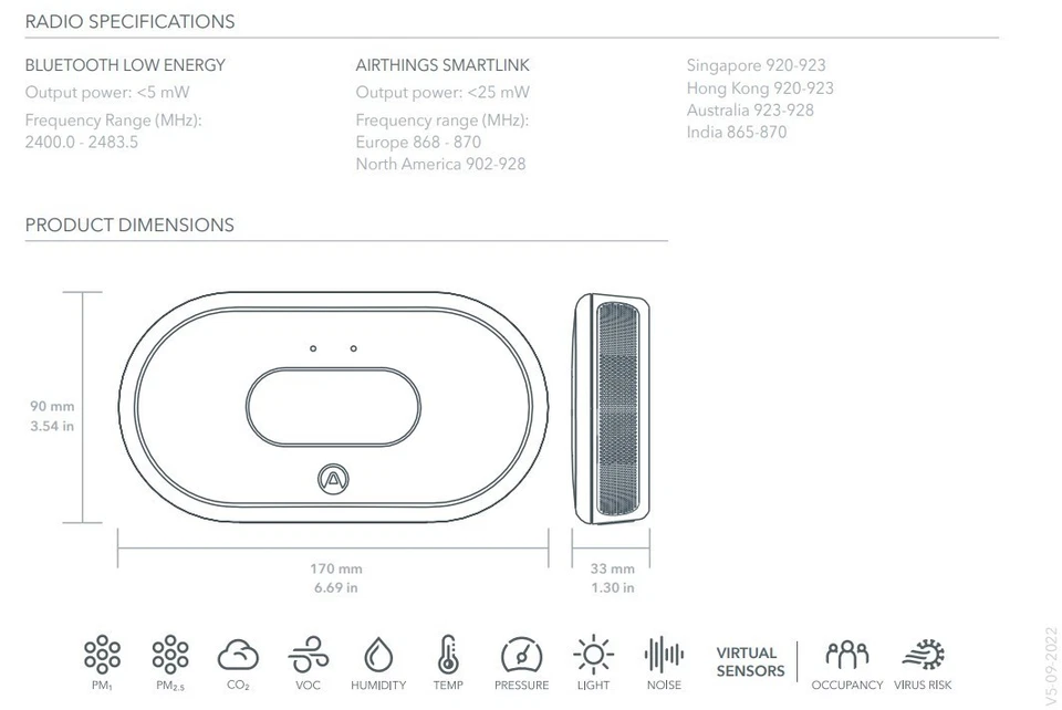 Умный бизнес-монитор качества воздуха Airthings View Plus 2969 (CO2, VOC, PM2.5,+) - Изображение 4 из 4