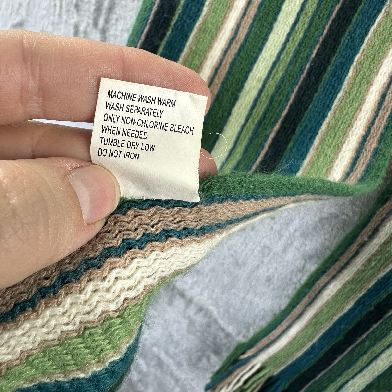 Rectangular Scarf Multicolored Stripes Green Turq… - image 3