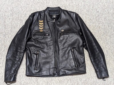 vintage USA made HARLEY DAVIDSON leather jacket M motorcycle CAFE RACER black