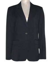 Kobi Halperin MELINDA Peak Lapel Crepe Jacket Blazer Women L Navy MSRP 498 NWT