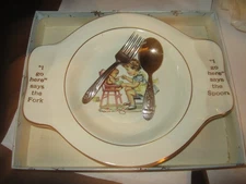 My Own Plate Child Baby Dish Homer Laughlin Holmes & Edwards SILVER SPOON FORK