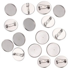 20Pcs Silver Stainless Steel Breastpin Tray DIY Brooch Making Supplies
