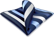 Striped Mens Pocket Square Elegant Large Business for Suit Jacket