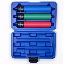 3-tlg Kraft Nuss Set Schoneins&auml;tze 150mm Lang 1/2" f&uuml;r ALU Felgen 17-19-21 mm DE