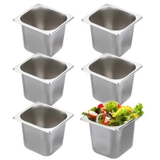 6 Pack 6" Steam Table Pans Hotel Restaurant Catering Deep Stainless Steel