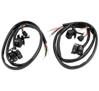 Black Handle Bar Switch Kit w 48in Wire Leads Electra Glide Ultra Classic 07-10