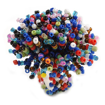 Stretchring 45 mm Durchmesser bunte Glasperlen Blume / Größe M