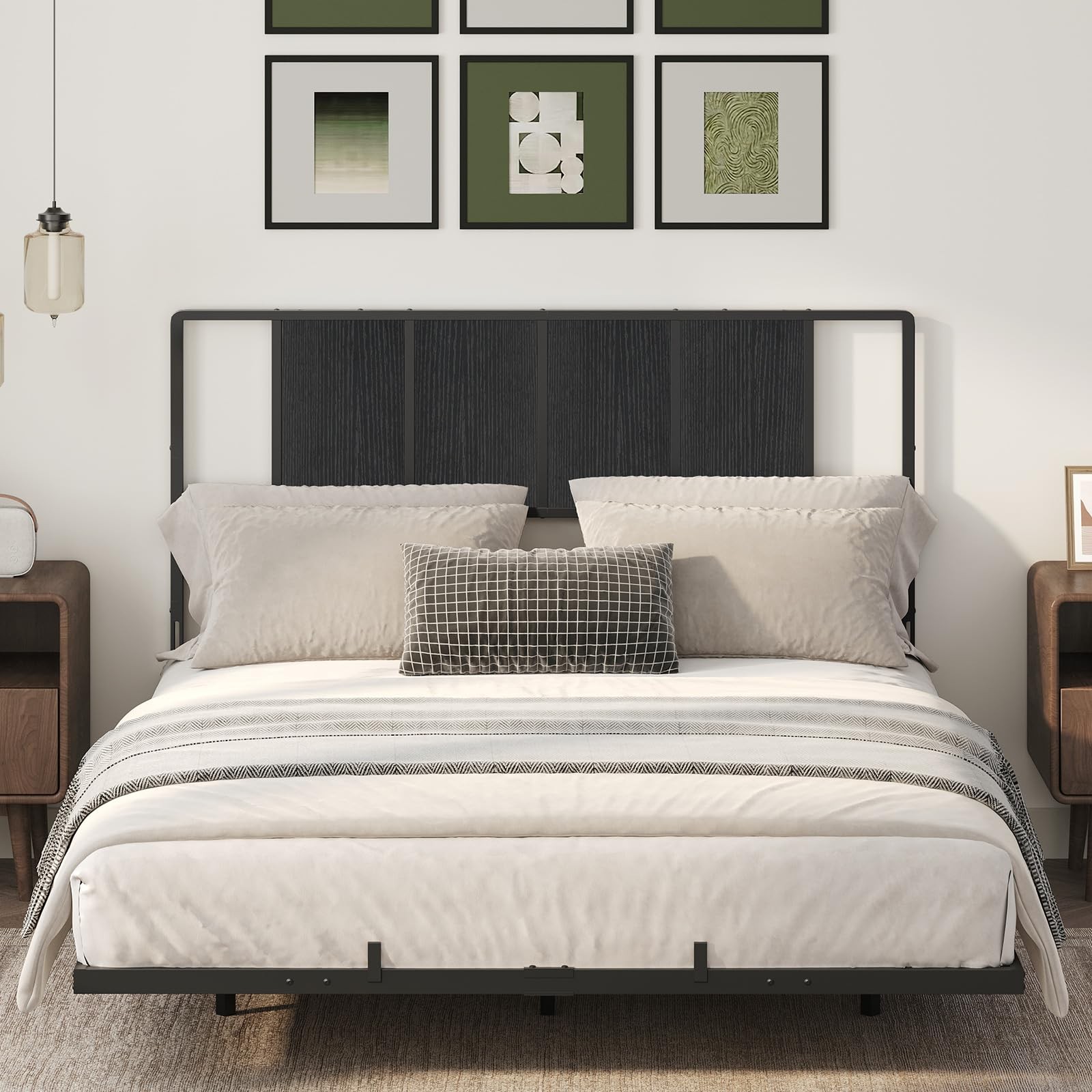 Queen Size Headboard Only, Metal Headboard with Adapters, Minimalist Industri...