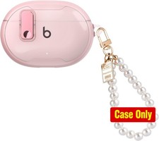 Clear Pink Case with Secure Lock Clip Design for Women, Beats Studio Buds/Buds 