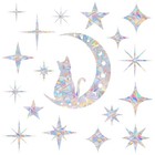 18 Pieces Cat Moon and Star Window Clings - Anti-Collision Decals to Save Bir...