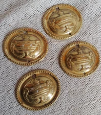 4 Antique/VTG Oval Brass Dresser Furniture Pediment Ornament Urn Design Hardware