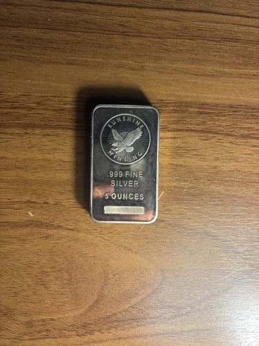 5 Oz .999 Fine Silver Bullion Bar Sunshine Mint