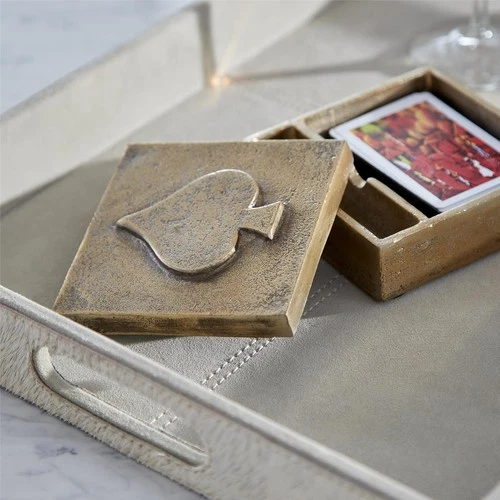 Tray CYAN DESIGN BRIXTON Small Gray Suede Leather - Picture 8 of 8