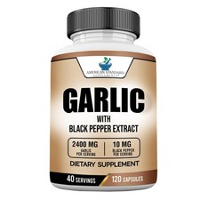 Garlic 2400mg with Black Pepper Extract - Vegan, Gluten-Free, Non-GMO, 120 Caps