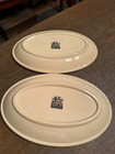 VINTAGE Pair of Sterling China Platters East Liverpool Ohio Desert Tan w/Stripes — photo 10