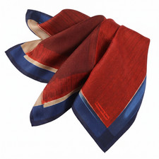 NWOT Zegna Red Blue Color Block Silk Pocket Square Italy 13" missing label
