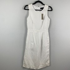 J. Crew Structured Sheath Dress White Linen Blend Size 0 Sleeveless