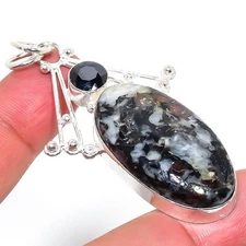 Gabru Jasper Gemstone Handmade 925 Sterling Silver Jewelry Pendant  RM-157