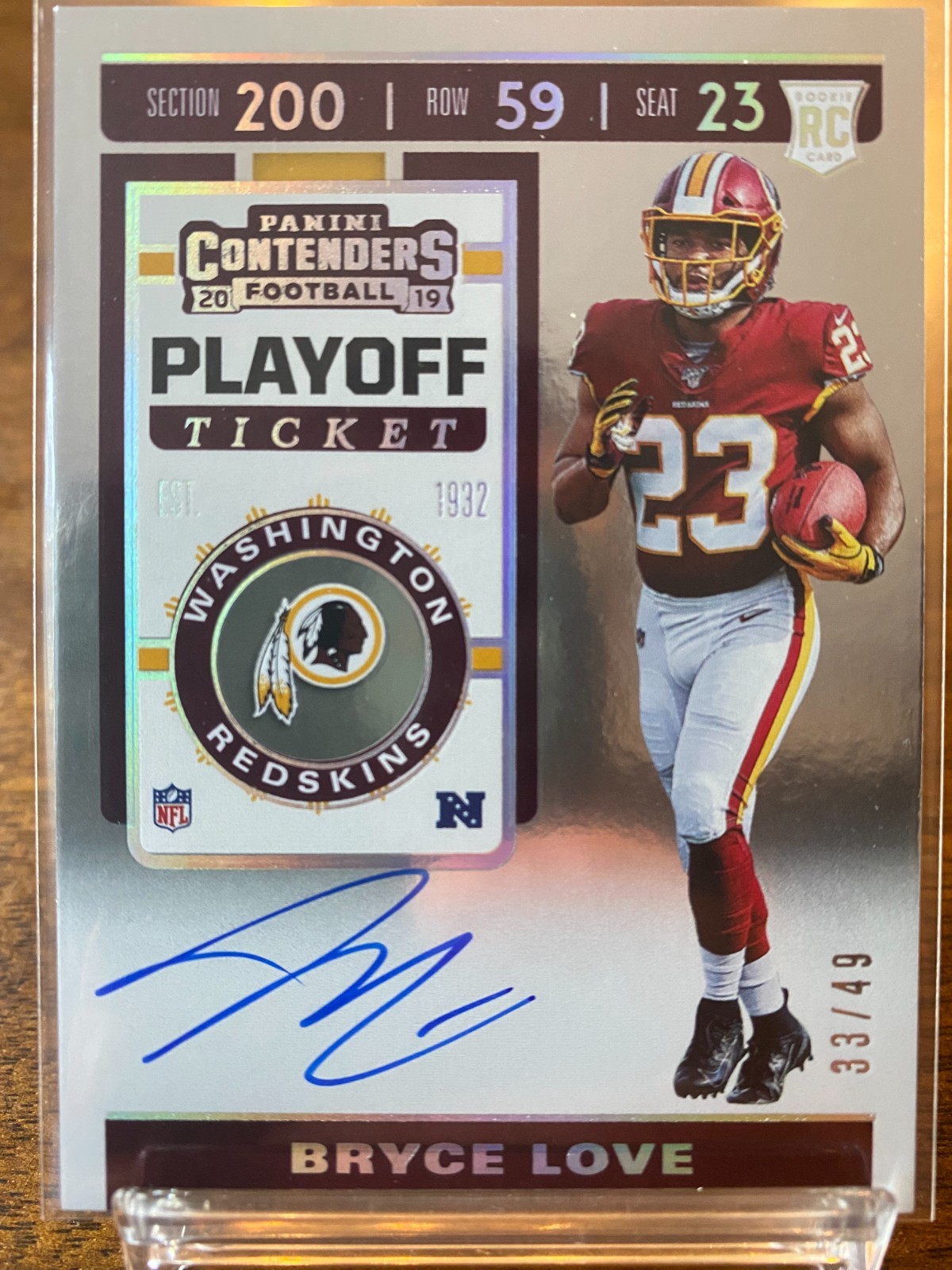 Bryce Love Panini Contenders #114 Autograph Playoff