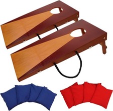 2'x1' Portable Solid Wood Cornhole Set, Beanbag Toss Game Set for Indoor/Outdoor
