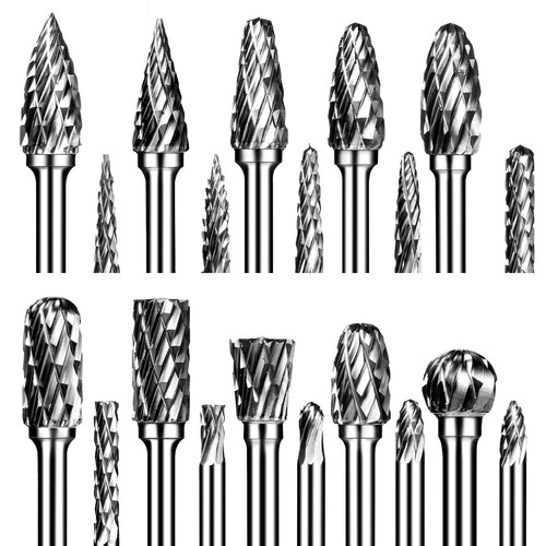 Carbide Burr Set, Die Grinder Bits, 20 Pcs 1/8" Shank Double Cut Tungsten Car...