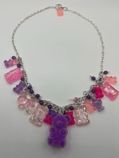 Purple Gummy Bear Necklace Cute Candy Charm Pendant for Gift