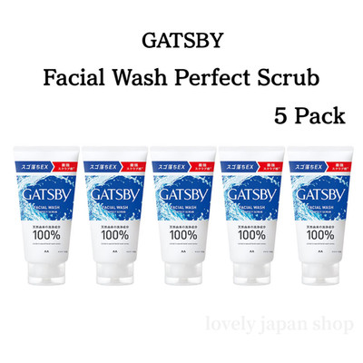 [5 Pack] GATSBY Facial Wash Perfect Scrub 130g Menthol Pore Care mandom