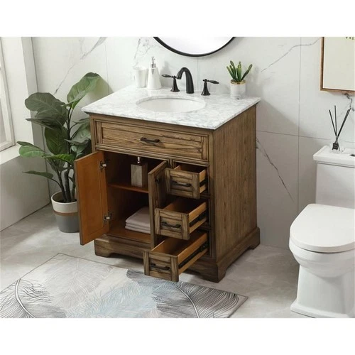 Elegant Decor Americana 32" Aluminum Alloy Single Bathroom Vanity in Driftwood - Picture 8 of 8