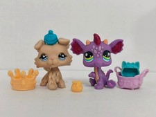 2pcs/lot Littlest Pet Shop Figure LPS Dog Dragon 1194 2660 W/Accessories Toy