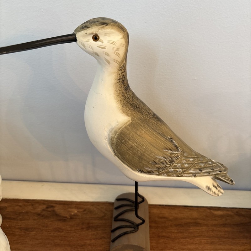 Wood Carved Seagull Sandpiper Figurine Nautical Marine Life Beach Decoration