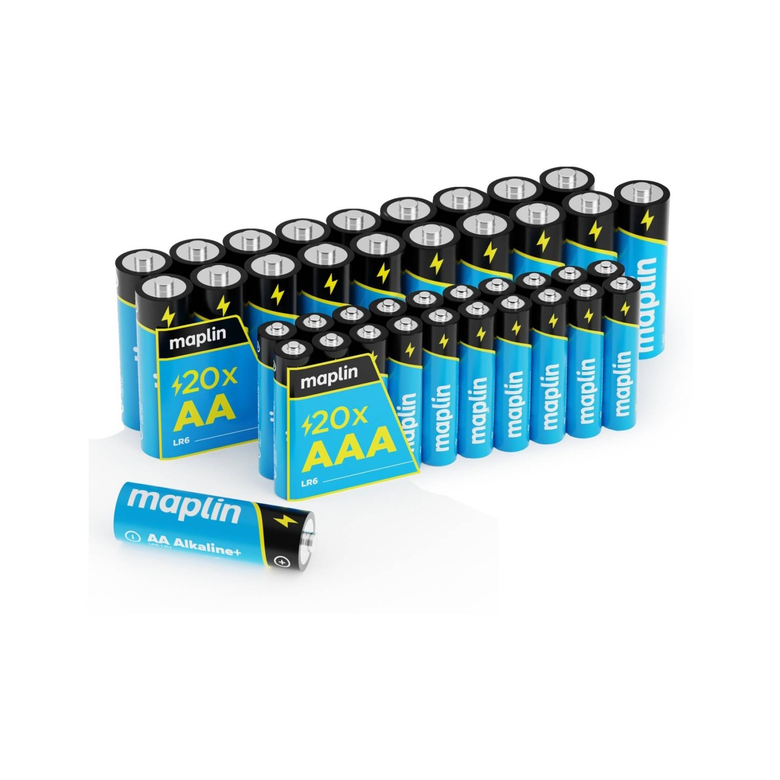 Maplin Alkaline Batteries AA LR6 x 20 / AAA LR03 x 20 1.5V High Performance (646